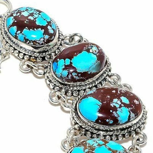 NEW - Tibetan Turquoise Stone Sterling Adjustable Necklace - Picture 2 of 7